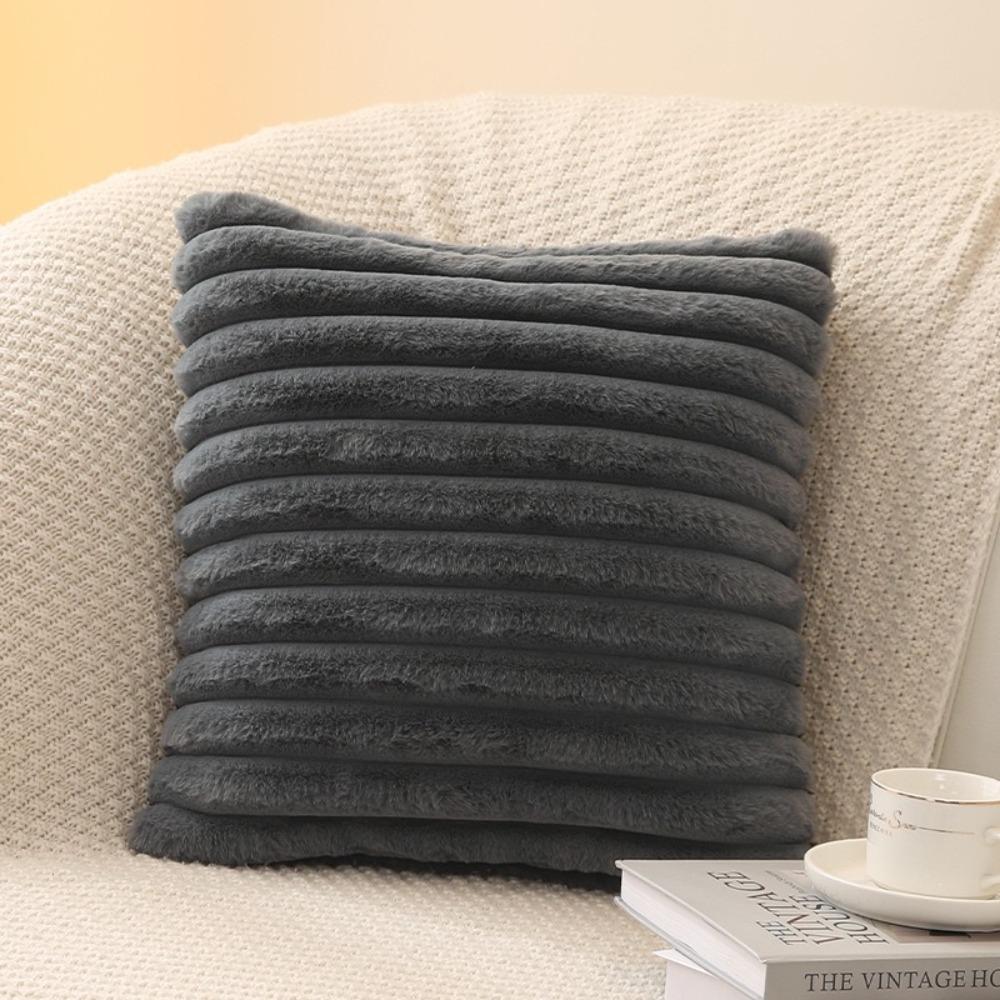 Thick Striped Square Pillow Cushion Cover Soft Plush Pillow Case Protector New Cushion Cover