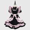 New Black Pink Maid Costume Cos Sweet Girl Cute Cat Bow Soft Girl Suit Skirt