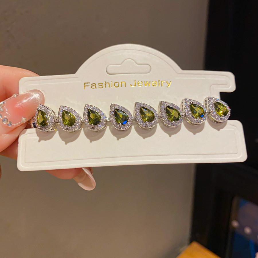 Copper Zircon Water Drop Bracelet For Women With Elegant Casual Style