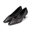 Leather Wrinkled Metal Detail Pumps 5cm Bbj207bk