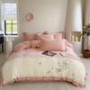 Cartoon Style Embroidery Frilly Warm Single Double Bed Product Thickened Milk Fleece Three Or Four Piece Set Home Textile Skin-Friendly