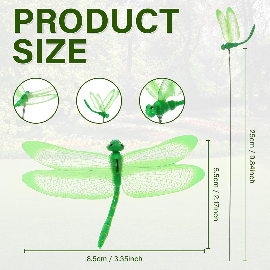 50 Pcs Garden Dragonfly Stake Plastic Simulation Garden Stake Decoration Creative Dragonfly Ornament for Flowerpot Outdoor Lawn