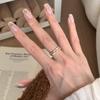 Elegant Adjustable Open Ring With Zircon Stones For Women Stylish Copper Design
