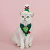 Christmas Pet Scarf Knitted Cat Scarf with Pompom Xmas Trees Santa Claus Scarf Fuzzy Xmas Hat with Star Topper for Festive Party Photo Shoots