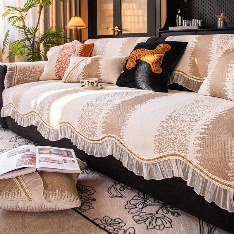 

Модная подушка для дивана универсальная для всех сезонов, подушка для сиденья особой формы, кружевной чехол для дивана прямой ряд, нескользящий и устойчивый к царапинам от кошек 90*160cm