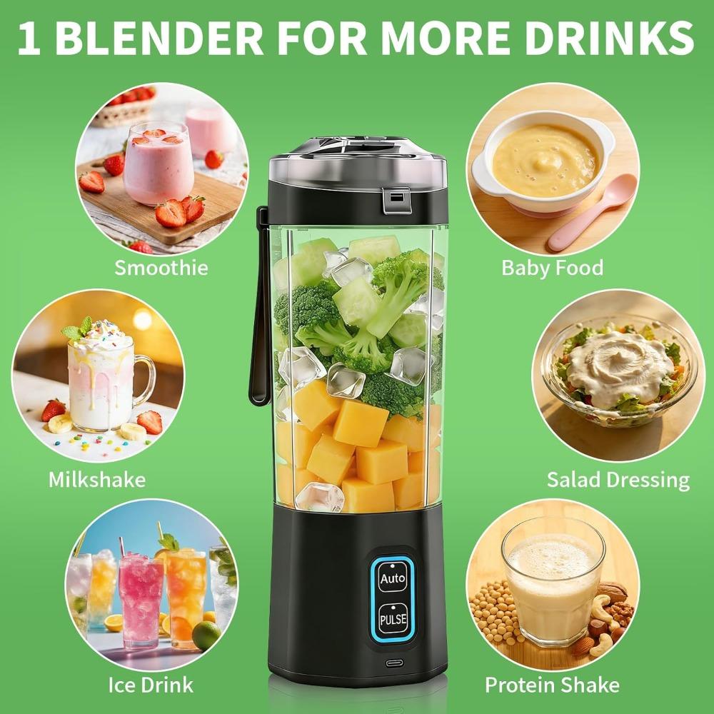 Portable Blender for Making Smoothies, 24 Oz Cordless Personal Juicer/protein Shaker Cup, BPA-free, Leak-proof Lid, Rechargeable.