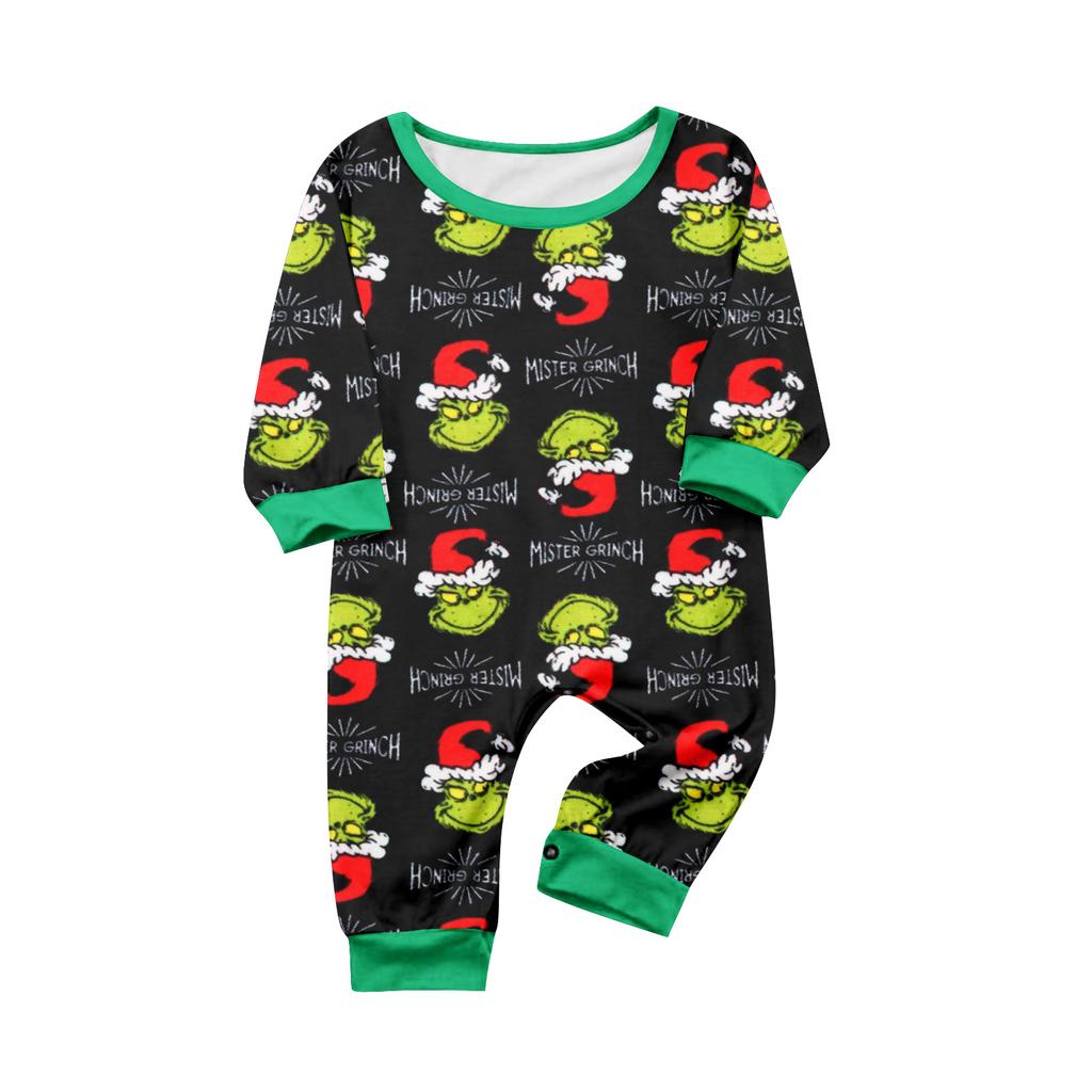 Costum de casă cu imprimeu de Crăciun părinte-copil, bluză cu mâneci lungi și pantaloni