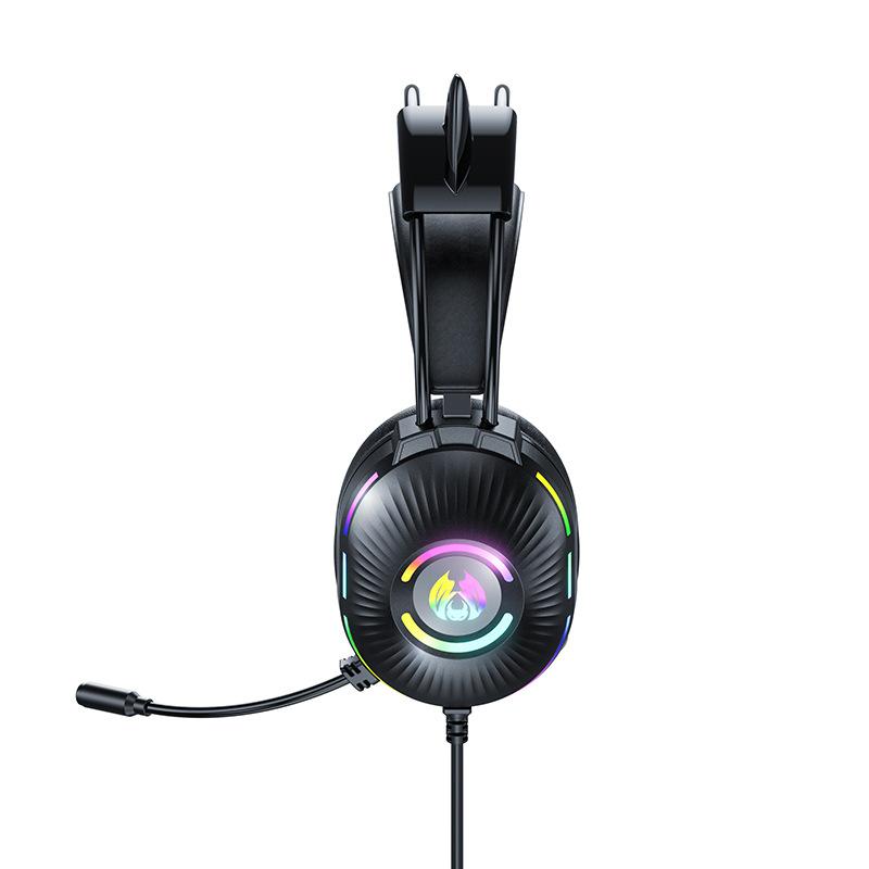 

Игровые гарнитуры с микрофоном, проводные наушники с шумоподавлением и цветной светодиодной подсветкой, 7.1 объемный звук, накладные чёрный