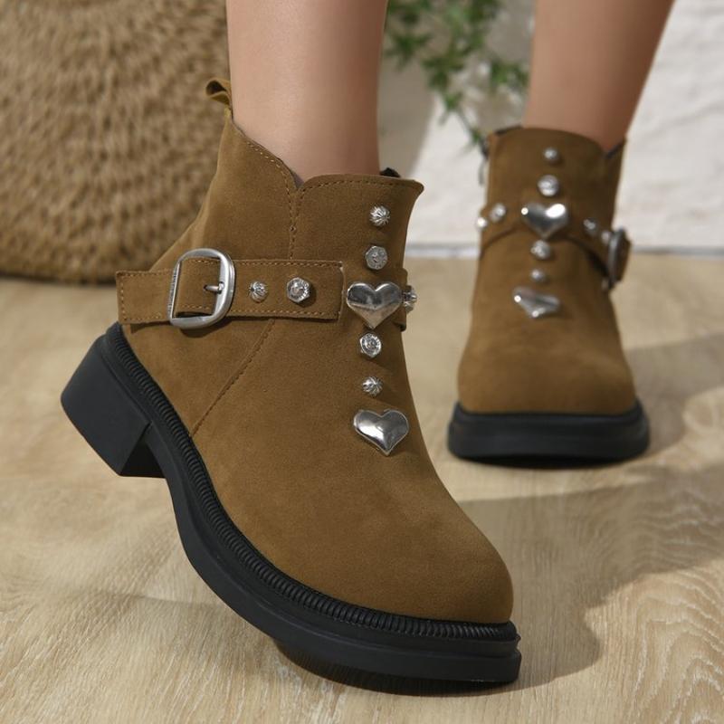 Fashion Autumn and Winter Women Outdoor Fashionable Boots 2024 New Solid Color Non-slip Women Metal Decoration Shoes Shoes for Women