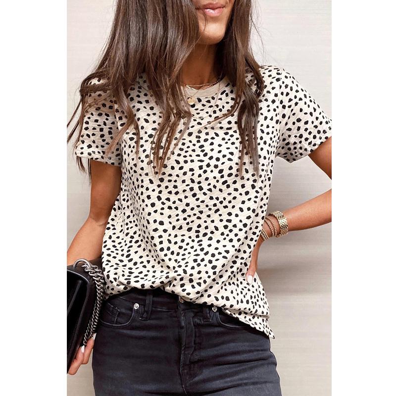 

Leopard Print Round Neck Short Sleeve Casual Streetwear Tee T Shirt Femmes Summer New Fashion Loose Tops for Women Clothing 2023 XXL