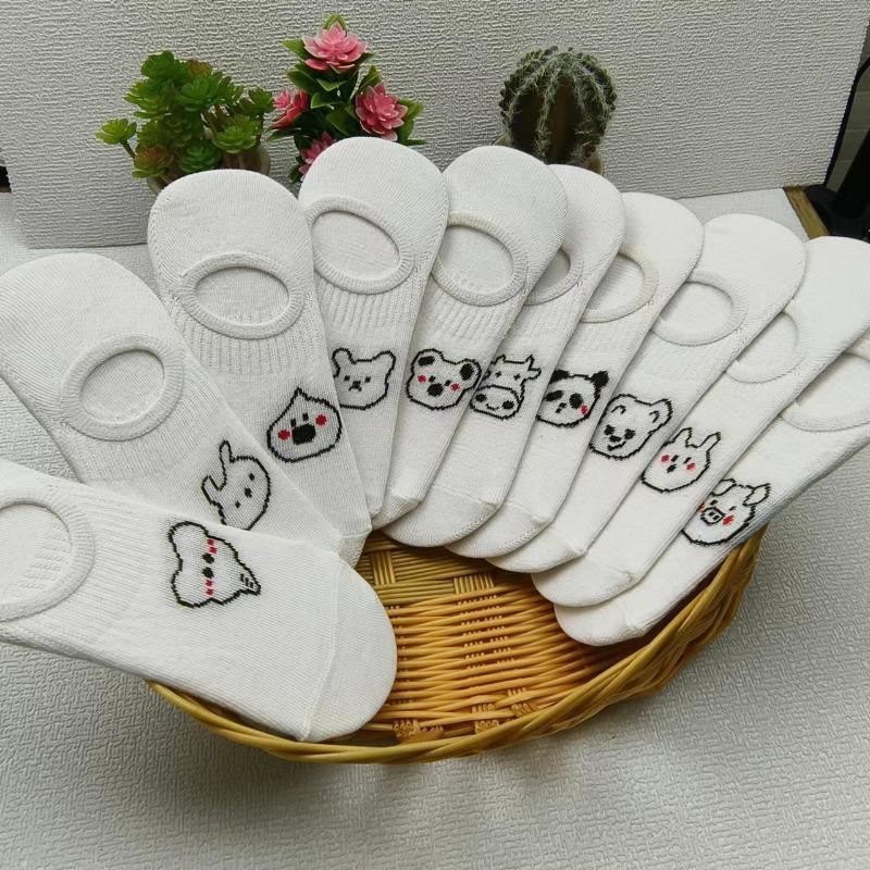 

5 Pairs Summer Women s Socks Shallow Invisible Sweat Low Casual Boat Socks Breathable Simple Cute Animal Case Female Short Socks 5 pairs белый