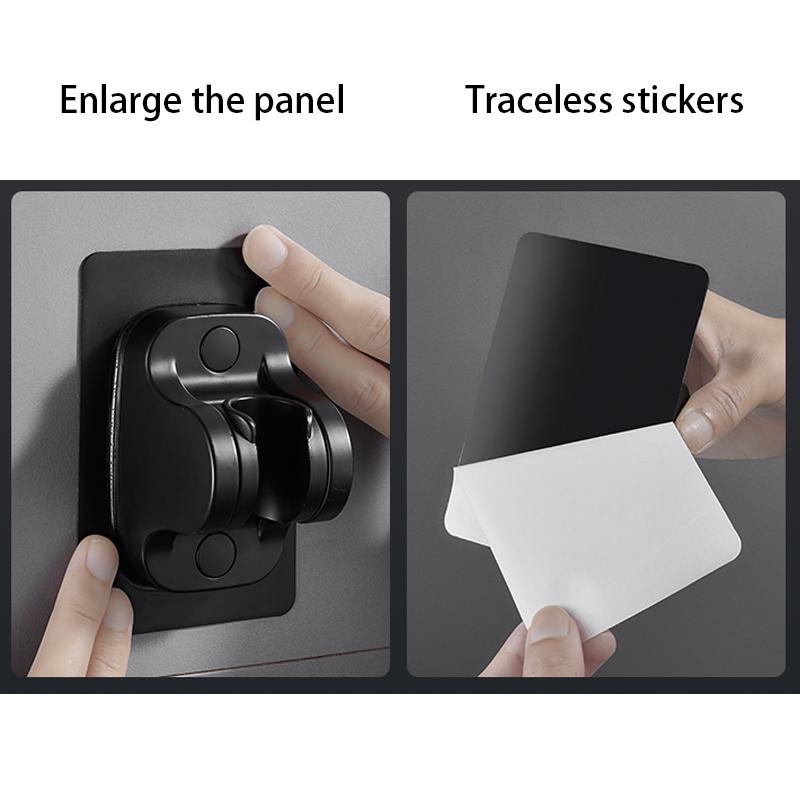 Suction Cup Shower Rack Wall Mount Adjustable Shower Head No Punch Black Bracket Bathroom Accessories