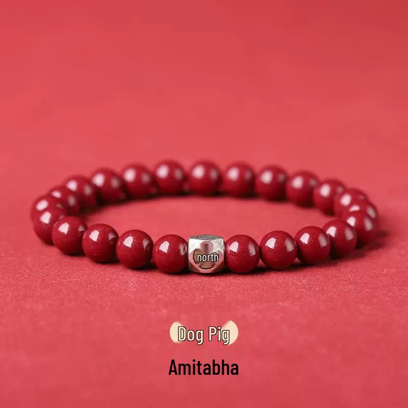 Mingwang Natural Cinnabar Bracelet for Women - Birth Year Amulet with High-Content Purple Gold Sand.