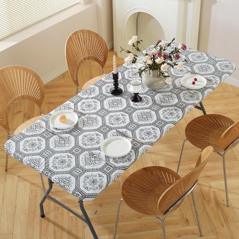 Bohemian wasserdichte Vinyl-Tischdecke mit elastischer Flanellrückseite - Passend für 1,2 m bis 1,8 m Tische