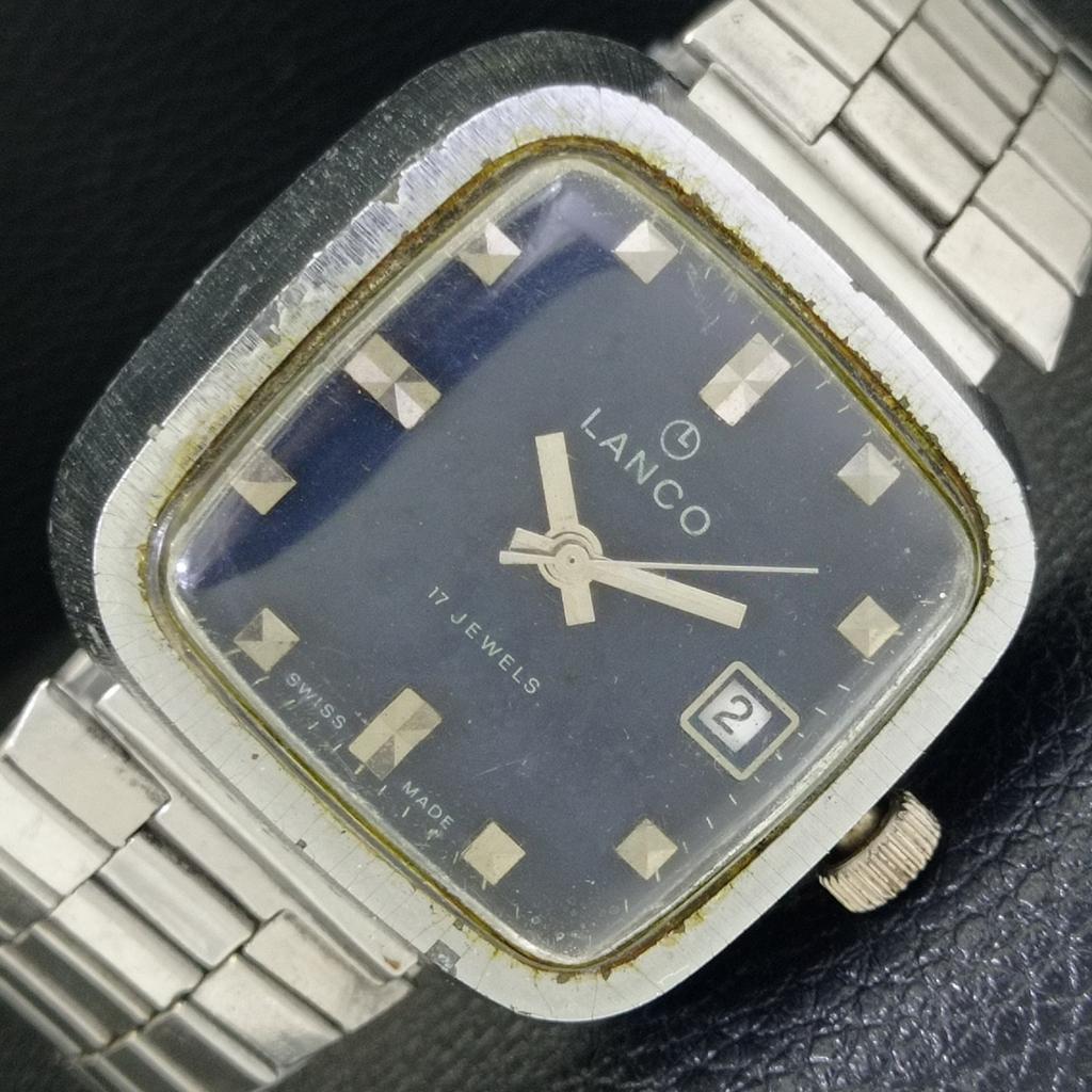VINTAGE LANCO WINDING SWISS MENS ORIGINAL DIAL WATCH A700336-5 R202-a700336