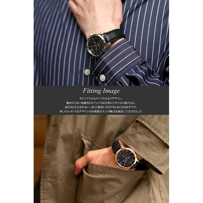 [Salvatore Marra] Watch Moon Phase Multi-Calendar 50m Waterproof Business Formal Men's Leather Strap Limited Edition Pink Gold White