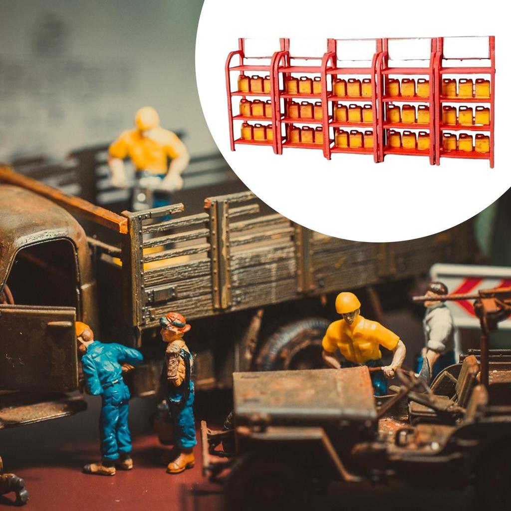 Garage Oil Barrel Rack Model 1:64 Decor Simulated Miniature Auto Repair Tool
