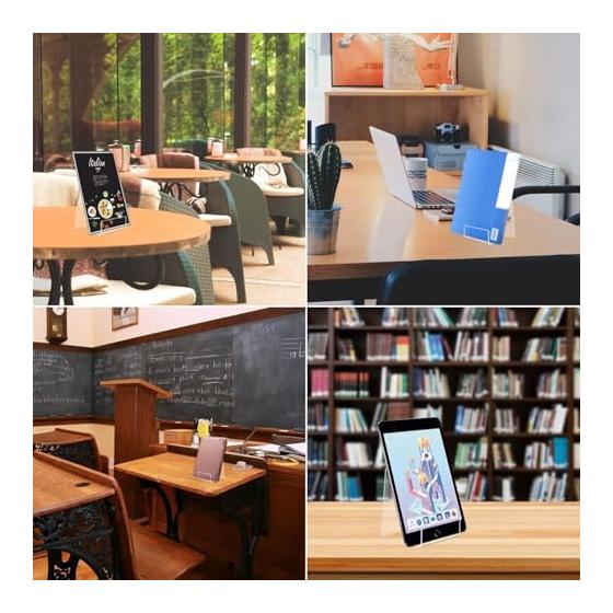 Acrylic Display Stand Set of 6, Clear Display Stands for Books, Photos, POP Ads, CDs, Cards, and Mobile Phones, Anti-Fall Design