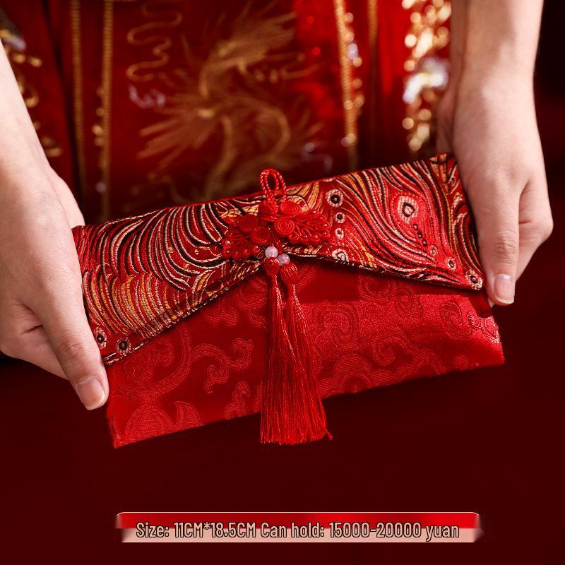 High-End Chinese Wedding Red Envelope Bag for 10,000 Yuan, New Style Cloth Art Design, Perfect for Parents' Address Change Gift