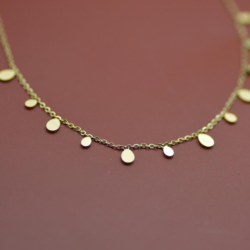 Water Drop Round Square Geometric Clavicle Chain Stainless Steel Delicate And Small Super Beautiful Fairy Air Necklace Titanium Steel Plating