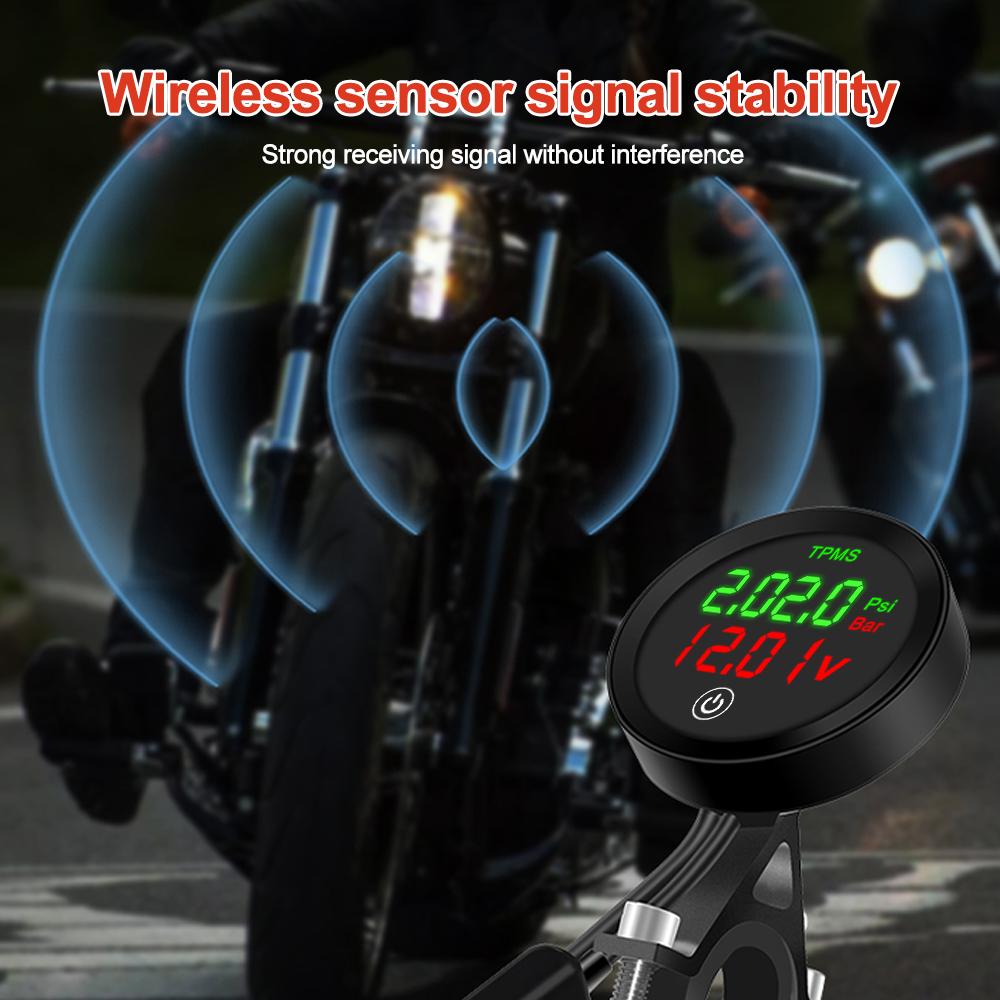 TPMS Motorcycle Tire Pressure Monitoring System With 2 Exteral Sensors Smart Tyre Alarm Kit Universal Motorbike Accessories
