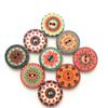 50PCS 20MM Mixed Random Flower Painting Round 2 Holes Wood Wooden Buttons for Sewing Crafting
