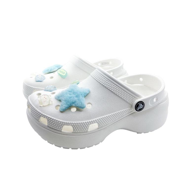 Crocs Classic Platform Clog EVA Star Entertainment Beach Travel Versatile Fashion Trend Hole Shoes Unisex White
