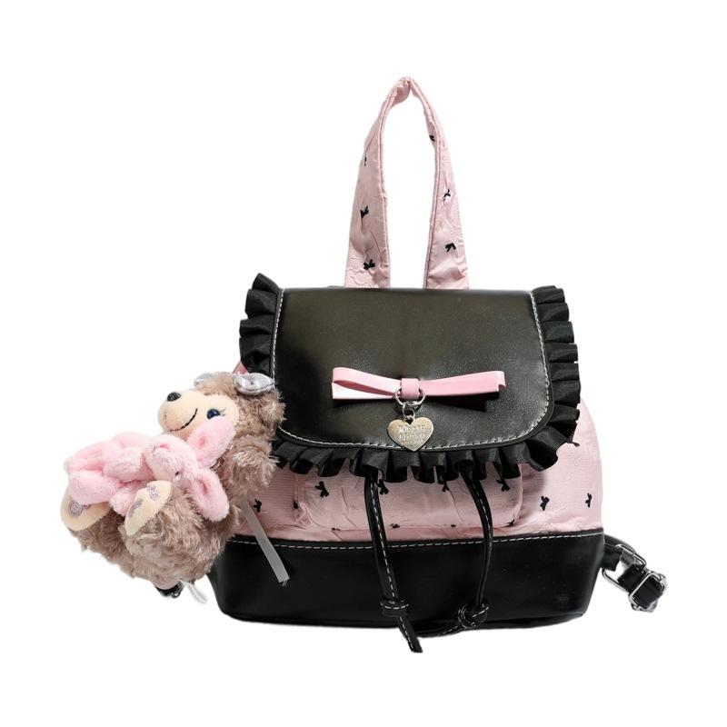 Schoolbag popular small backpack niche design sweet contrasting color premium light luxury versatile women's portable shoulder bag