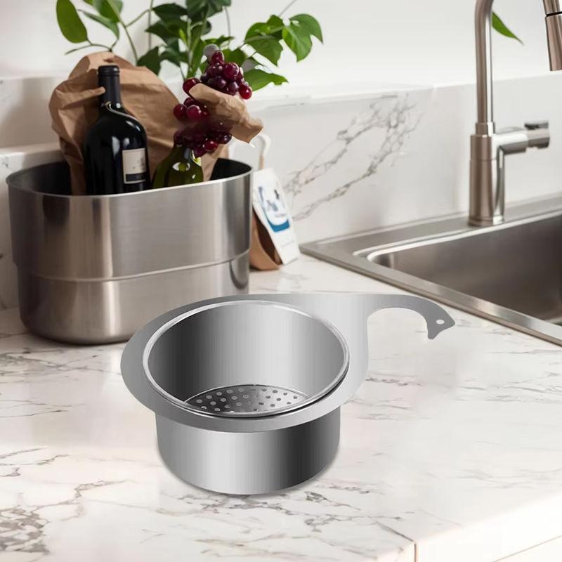 1 Stück Spüle aus Edelstahl Abnehmbarer Siebkorb Küchenabtropfkorb Filter Haushalt Gemüse Nass Trocken Hängendes Abtropfgestell
