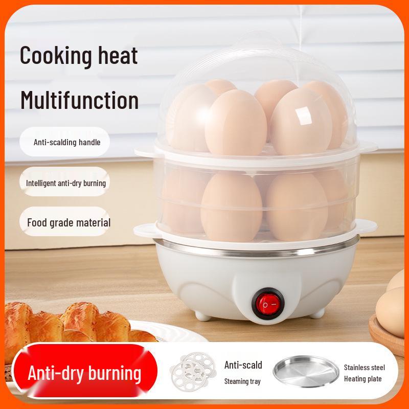 Compact Automatic Egg Boiler & Steamer with Anti-Dry Protection - Perfect for Home Breakfasts