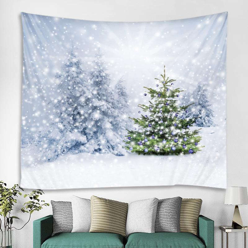 Merry Christmas Christmas Tree Decoration Fireplace Print Pattern Tapestry Home Living Room Bedroom Decoration Hanging Tapestry
