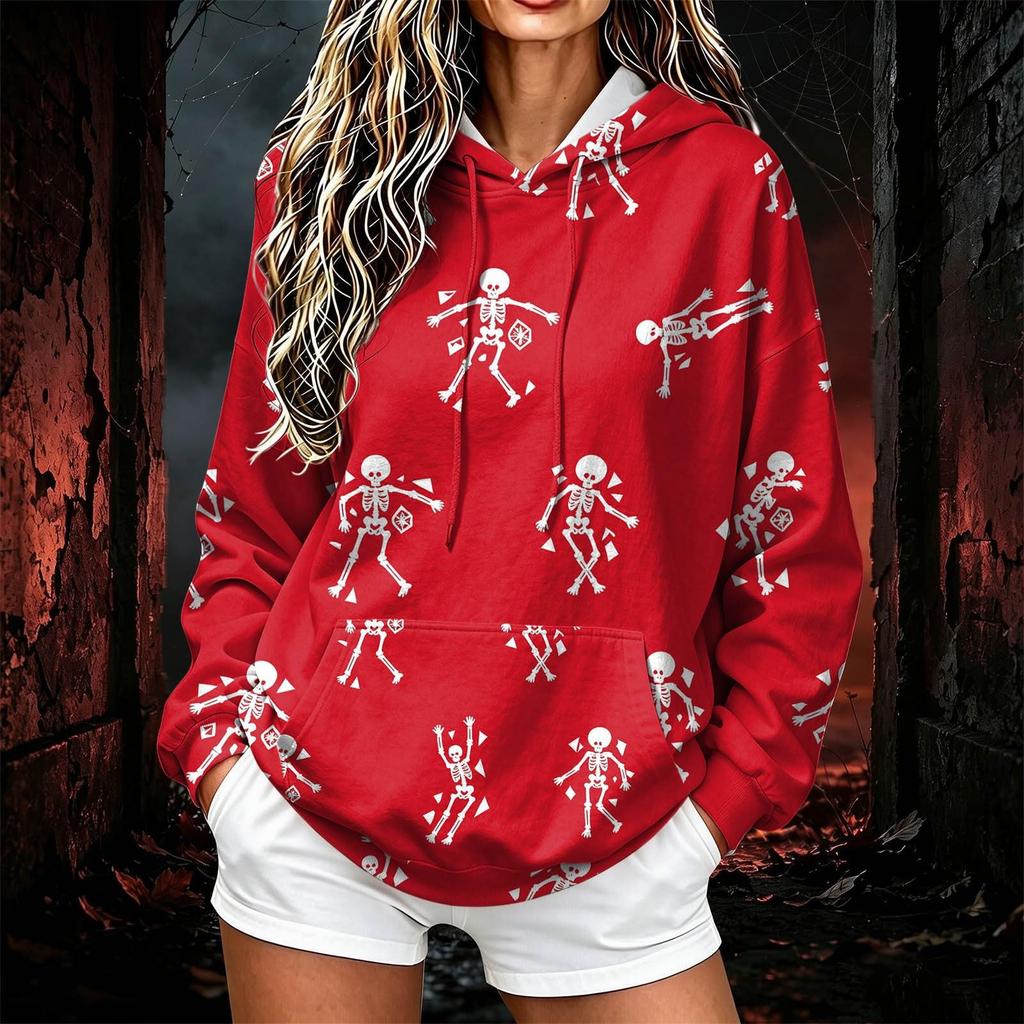 Damenmode Halloween-Print Kapuzenpullover