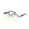 Trendy Polygonal Rimless Double Bridge Sunglasses - Stylish Sunshade Glasses