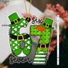 Day Lucky Clover & Leprechaun Pendant Charm - Number 67/ 6/ 7 Acrylic Irish Luck Ornament for Hanging Party Decorations