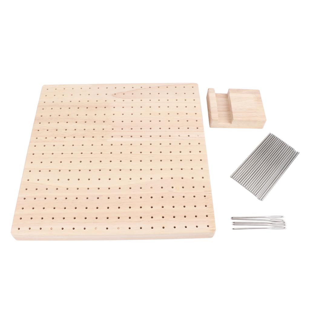 9.3in Rubber Wooden Crochet Blocking Board Crochet Accessories with 20pcs Steel Pins Stand for Knitting Crochet Projects