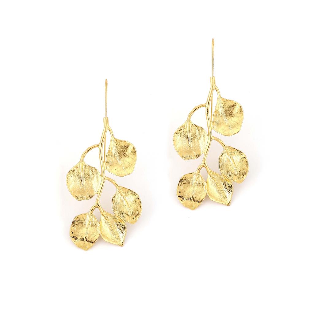 Women's ear hook accessories: Fashionable and individual metal leaf earrings, exaggerated and elegant creative earrings