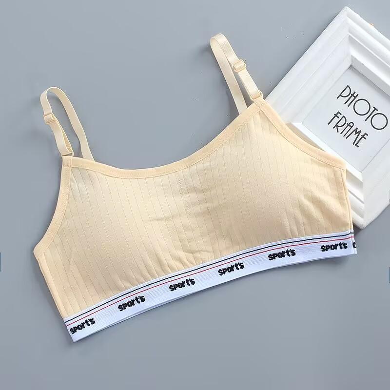 

Спортивное нижнее белье для девочек, хлопковое нижнее белье, детский тренировочный бюстгальтер, бюстгальтер для молодых девочек, нижнее белье для подростков 8-16 лет one size бежевый