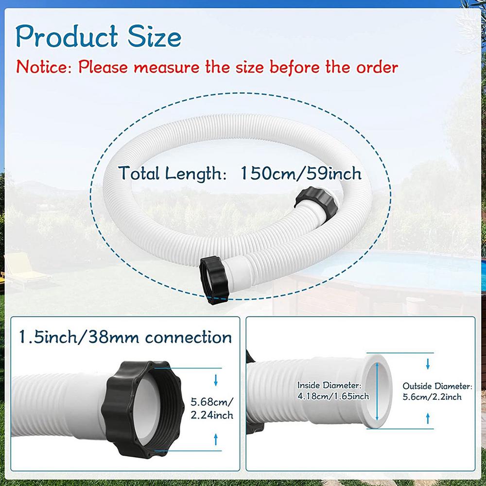 Pool Replacement Hose Pool Filter Hose Quick-Connect Flexible Heavy-Duty Pipe Parts for Swimming Maintenance Hot Tubs Filtration