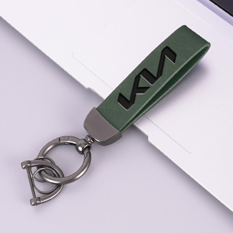 NIVG8 1Pcs New Metal Leather Car Keyring Keychain Anti-Loss Key Ring For KN Kia Rio Soul Forte Sportage Picanto Niro KN Accessories