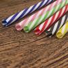 Thickened Two-Color Threaded Plastic Straws, 100-Pack