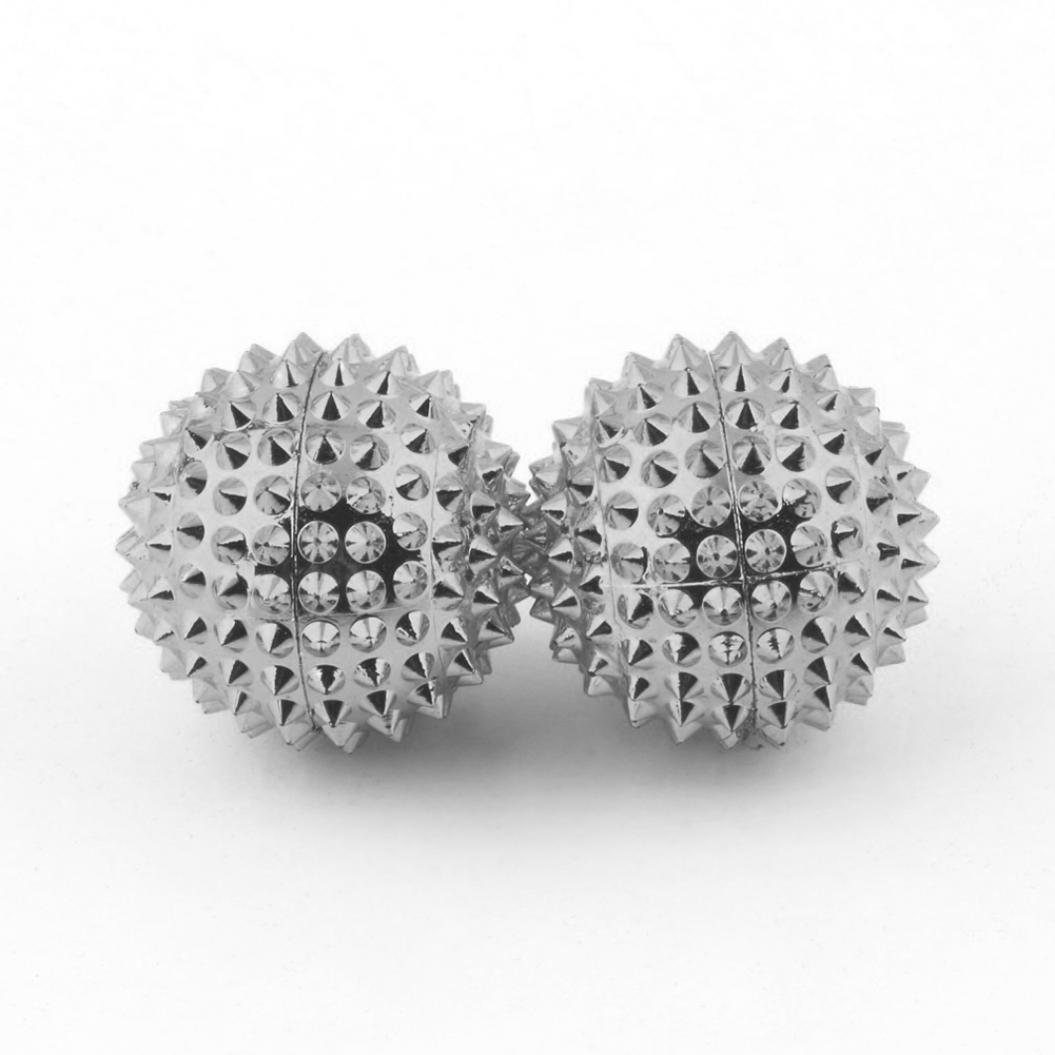 

1 пара магнитно-физиотерапевтических ручных акупунктурных игольчатых шариковых массажеров серебряный