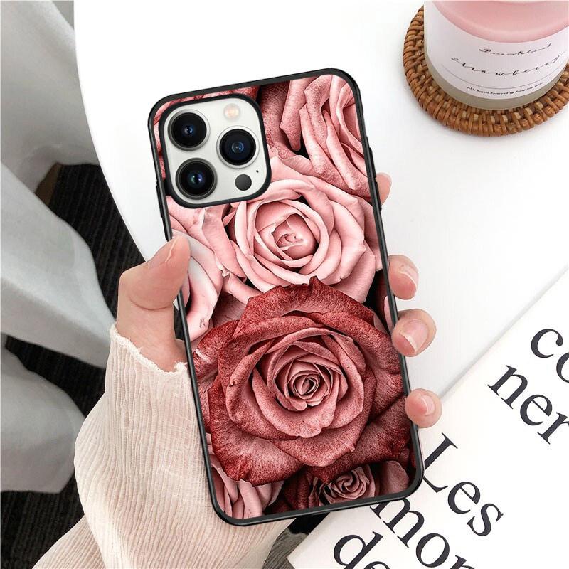 Phone Case For Iphone 14 13 12 11 Pro Max XS XR X 8 7 Plus SE Mobile Phone Cases Gold Rose Love Heart Funda Cell