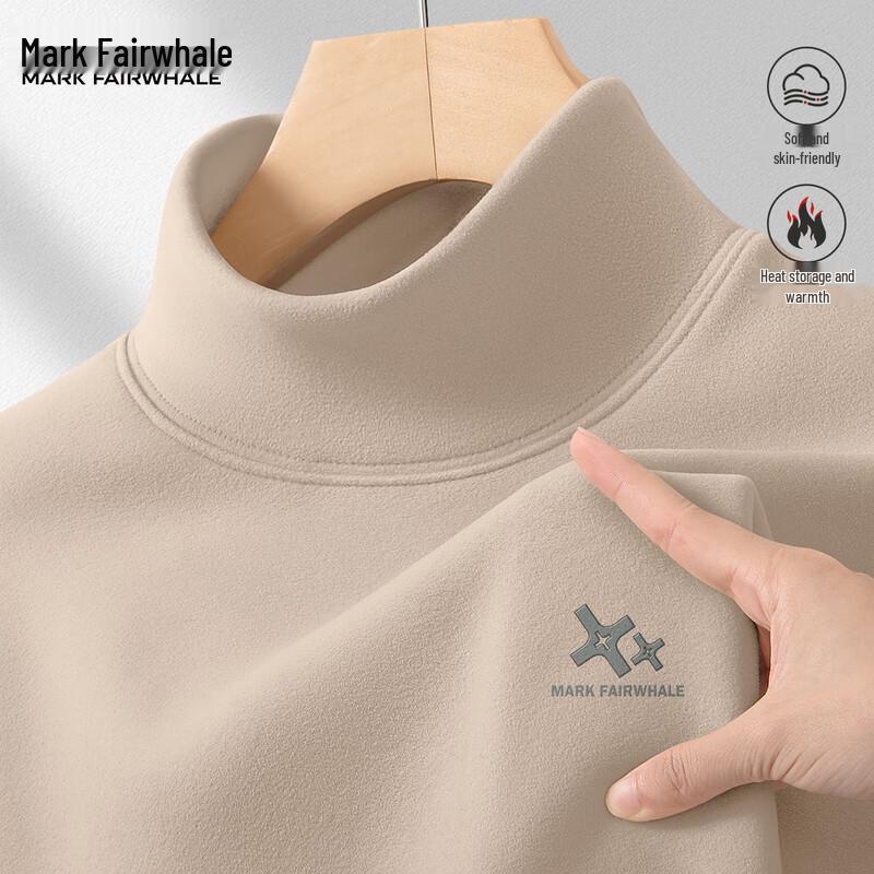 Mark Fairwhale Men s De Velvet Half-High Collar Long Sleeve T-Shirt 3XL