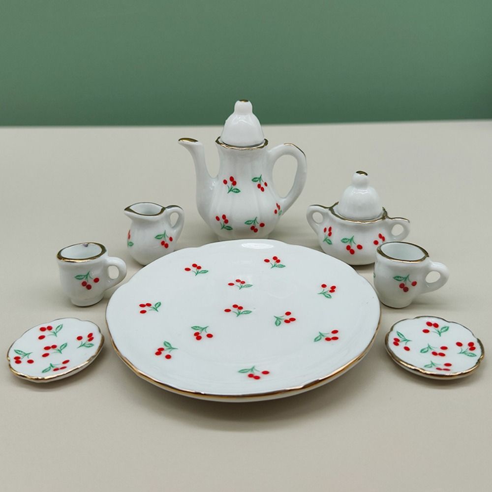 

Кукла с цветочным принтом Фарфоровый чайный сервиз Посуда Миниатюрные чашки Чайник Игра в дочки-матери Style 5