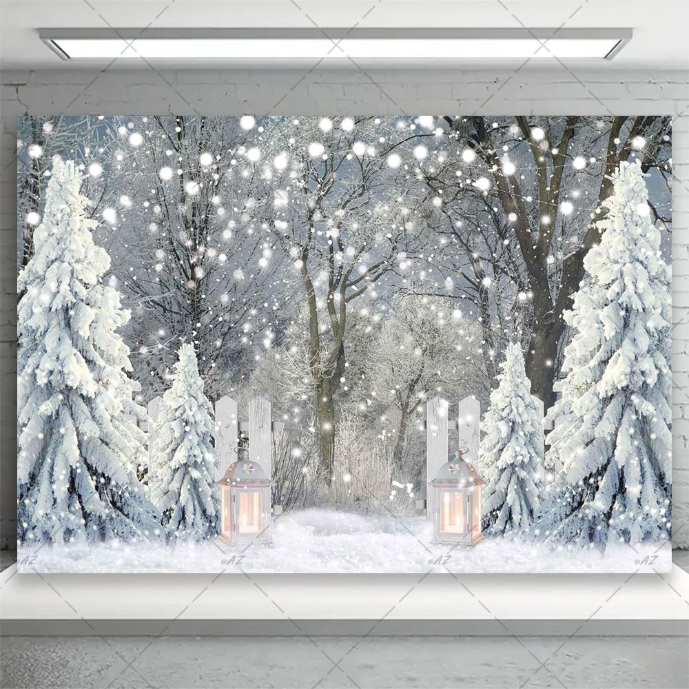Winter snow scene, white pine forest, artistic background, dreamy glitter bow, family portrait, party decorations4768