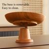 Plastic Wood Grain High Leg Fruit Plate Vintage Style Dim Sum Plate Fruit Plate Kitchen Storage Household Dried Fruit Snacks