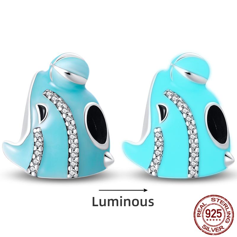 Copper Ocean Series Octopus Turtle Luminous Charms Fit 4Mm Hole Diameter Bracelet Charm Beads Necklace Diy Female Jewelry