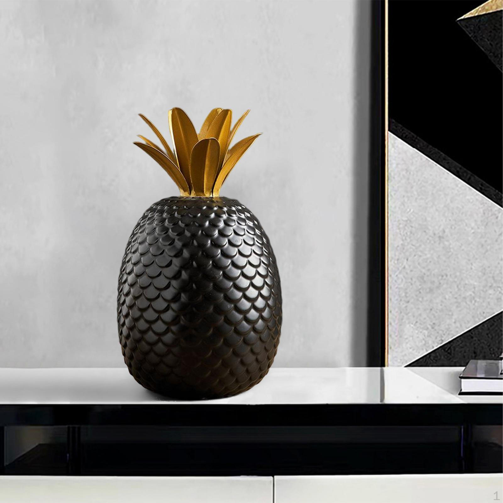 

Ceramic Pineapple Shaped Ornament Nordic Gift Photography Prop for Bookshelf TV Cabinet Statue Scaly Black