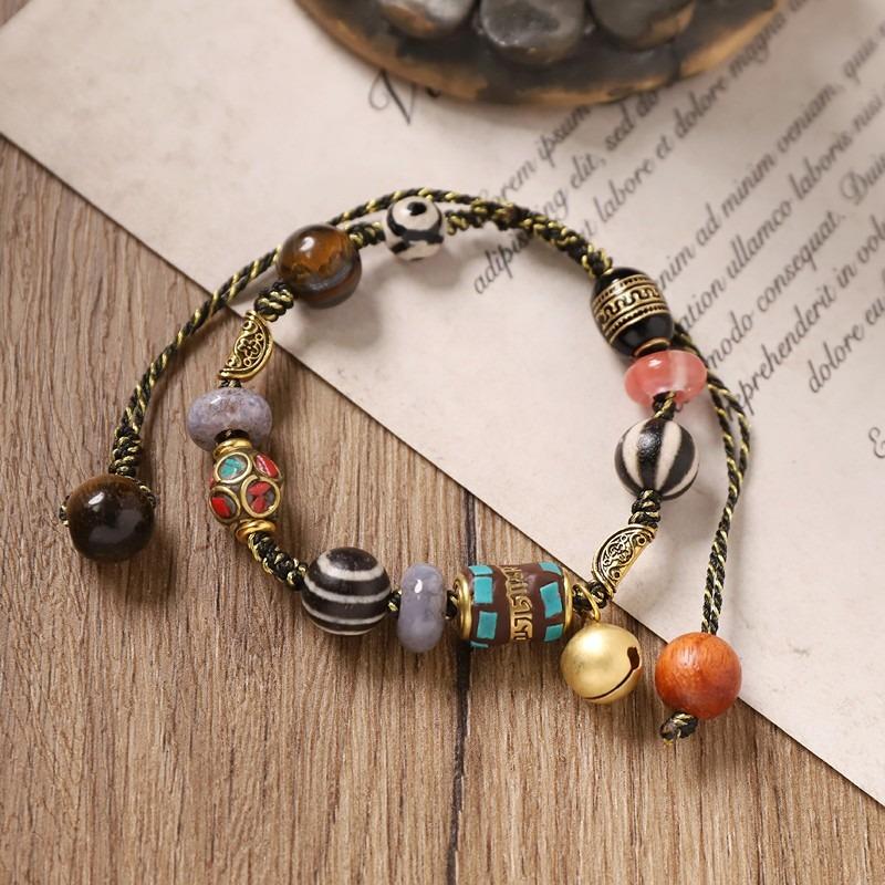 Retro hand-woven bracelet Tibetan dzi bead bracelet niche design men's and women's hand rope accessories