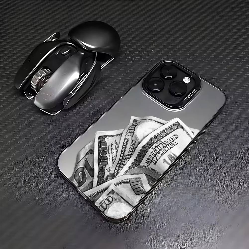 COOL M-Money 100 Dollars Coque de téléphone pour iPhone17,16,15,14,13,12,11 Plus,Pro Max Couleur Argenté Plaqué Intérieur